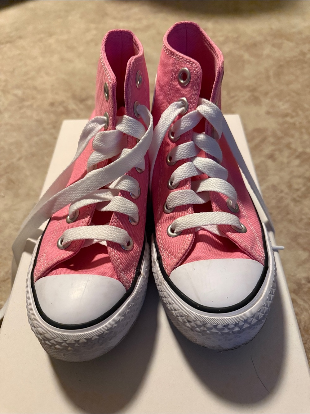 Converse Pink High-Top Kids Sneakers with White Laces